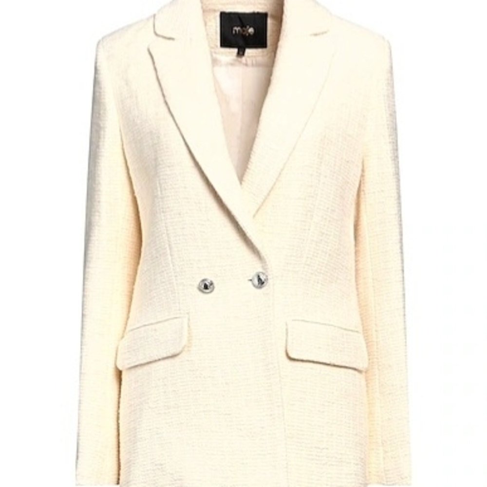 Maje‎ Cream Double-Breasted Blazer